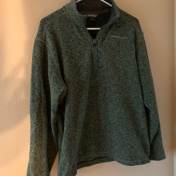 Men’s Green Eddie Bauer Quarter-Zip Sweater - Picture 1 of 2